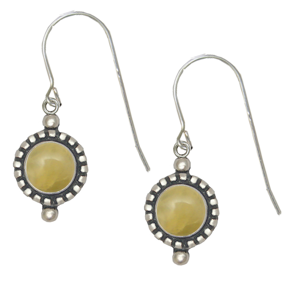 Sterling Silver Petite Yellow Aragonite Gemstone Drop Dangle Earrings